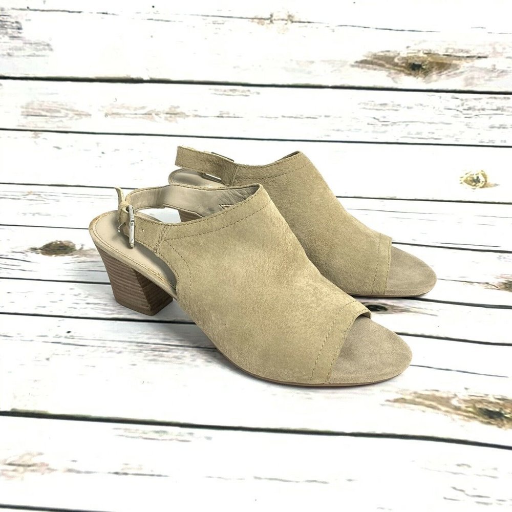 Franco Sarto Peep Toe Sandals Suede Ankle Strap